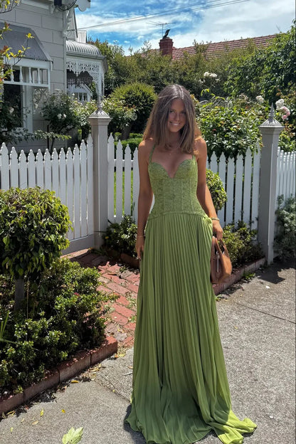 Women's Corset Pleated Maxi | Halter