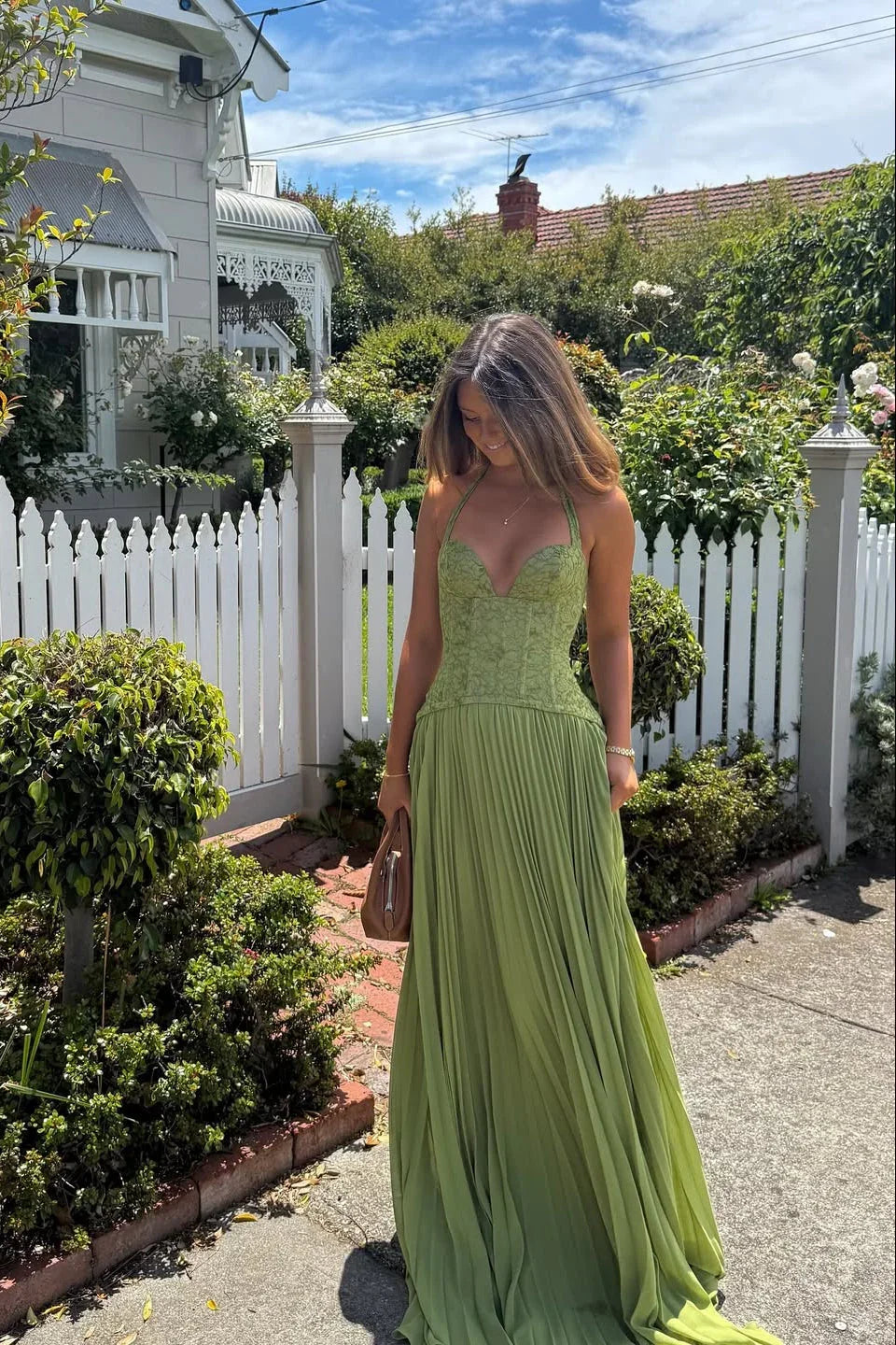 Women's Corset Pleated Maxi | Halter